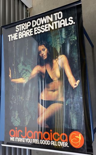 Vintage 1970’s Air Jamaica Airline Travel Tourism Promo Poster Bikini Sexy Wet