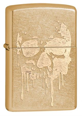 Zippo Windproof Gold Dust Lighter With Grunge Skull,  29401,