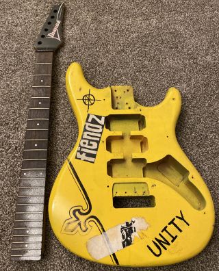 Vintage Ibanez Roadstar Series Body And Neck Parts Guitar Rock&roll Yellow Wood