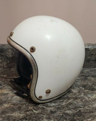 Vintage Arthur Fulmer Motorcycle Helmet White Af20 Size M 1971
