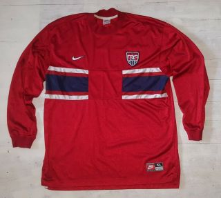 Rare Vintage 90’s Usa Soccer Team Nike Authentic Long Sleev Futbol Soccer Jersey