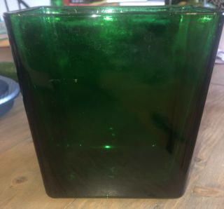 Vintage Napco Planter Vase Emerald Green Glass Rectangular 1166 Cleveland OH USA 2