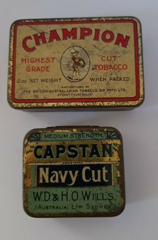 Champion Tobacco Tin 2oz & Capstan Navy Cut 1oz Tin