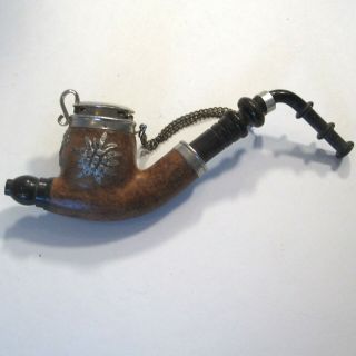 Vintage B.  B.  K.  Swiss Made Lidded Tobacco Smoking Pipe With Cow And Sunflowers