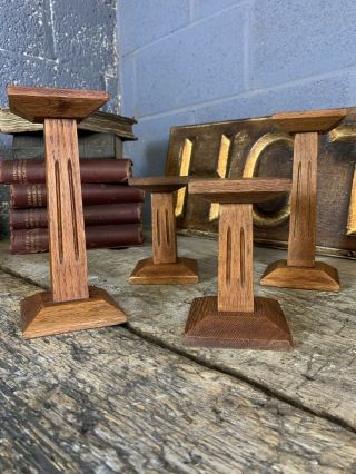 Antique Art Deco Wooden Shop Display Stand Haberdashery Hat Wig Liberty’s Set X4