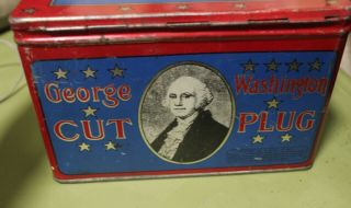 Vintage George Washington Cut Plug Tobacco tin lunch pail 2