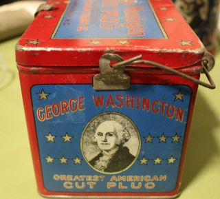 Vintage George Washington Cut Plug Tobacco tin lunch pail 3