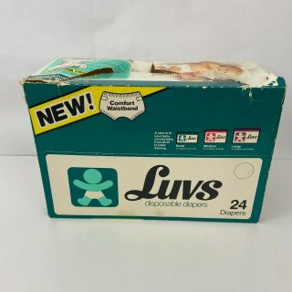 Vintage Luvs Diapers Small Open Box 16 Diapers Movie Prop 1975