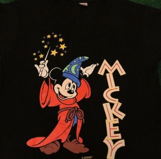 Vtg 90s Disney Sorcerer Mickey Mouse Fantasia Promo Rare Vintage Shirt Mens L