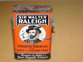 Vintage Sir Walter Raleigh Pipe & Cigarettes Smoking Tobacco Tin Empty