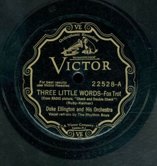 78tk - Jazz - Victor 22528 - Duke Ellington - (three Little Words/ring Dem Bells)