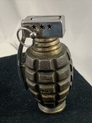 Vintage Well Made Figural Hand Grenade Shaped Table Lighter