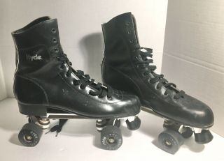 Hyde - Men’s 11 - Vintage Black Leather Roller Skates / Roller Derby