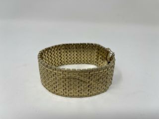 Vintage Gold Thick Weave Band Bracelet Marked 18k 0.  750 Italy 90 Grams 2