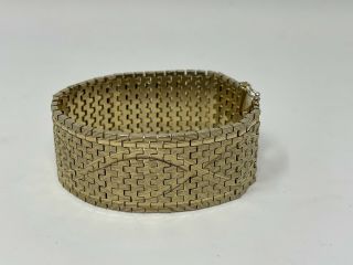Vintage Gold Thick Weave Band Bracelet Marked 18k 0.  750 Italy 90 Grams 3