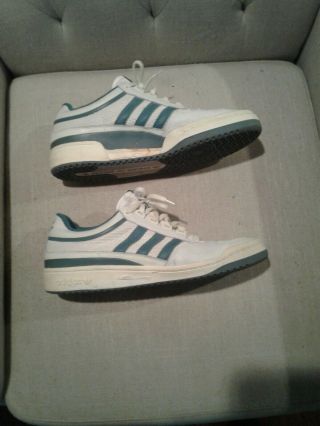RARE Vintage 80 ' s ADIDAS IVAN LENDL Tennis Sneakers SHOES White Blue Stripe 10 2