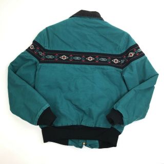 Vtg Carhartt M Navajo Aztec Pattern Jacket Coat Quilt Lined J77AQU Blue/Green 2