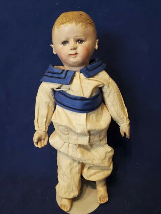 Antique 16” Martha Chase Stockinette Cloth Cute Sailor Boy Doll