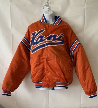 Vintage 90’s Karl Kani Endurance Giant Logo Satin Varsity Orange Jacket Xl