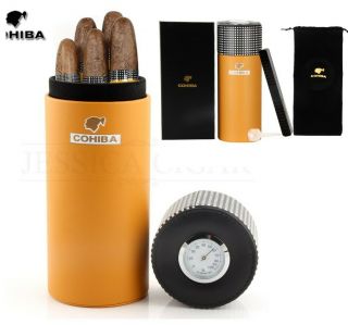 Cohiba Leather Travel Humidor Cigar Box Wood Portable Case Humidifier Humidor