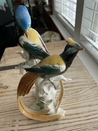 Vintage Karl Ens Large Blue Porcelain 2 Bird Figurine Figure Germany