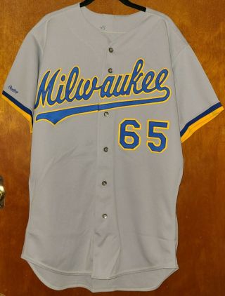 Milwaukee Brewers 65 Game Jersey Gray Vintage 1990 