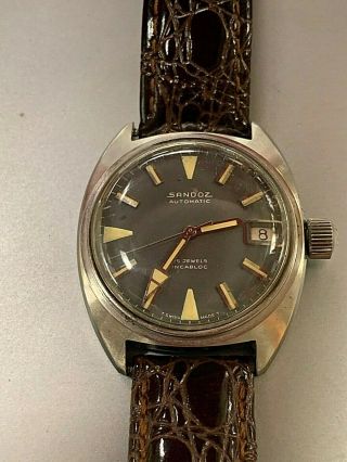 Vintage Sandoz 25 Jewels Automatic Mens Swiss Wrist Watch Start $199