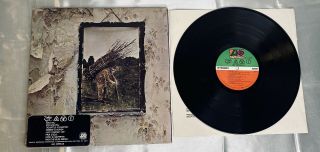 Led Zeppelin Iv 4 Zoso Vinyl Lp Record W/ Inner Sleeve - 1971 Atlantic Sd 7208