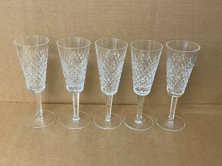 Vintage Waterford Crystal Alana Fluted Champagne Glasses Set Of 5
