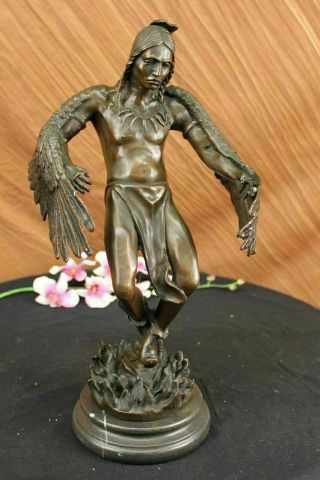 Vintage Bronze Metal Native American Indian Eagle Spirit Sculpture Statue Art Nr