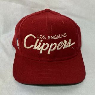Vintage Sports Specialties Los Angeles Clippers Script Snapback Hat Red Wool