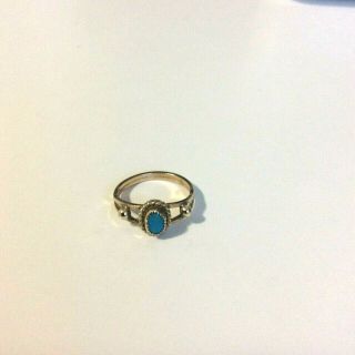 Vintage Native American 14k Yellow Gold And Slepping Beauty Turquoise Ring Size