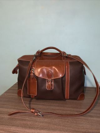 Vintage Mulholland Brothers Longhorn Large Brown Leather Duffle Bag - -