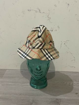 Vintage Burberry Classic Bucket Hat Cap Nova Check Women’s Size Large