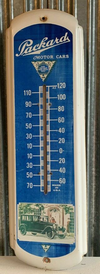 Vintage Packard Motor Car Thermometer Sign 27 X 8