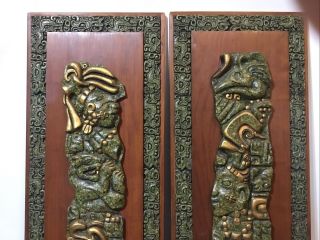 Vintage 2 Large Panels ZAREBSKI Originals Relief Based on Maya Motives 32” x 11” 2