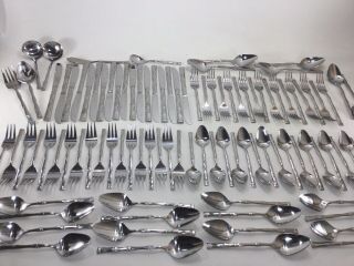 100 Pc Sunshine Exotic Bamboo Tiki Flatware Stainless Vintage Mcm Service For 17
