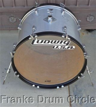 Vintage Ludwig Rocker Made In The Usa 22 " Maple Wood Bass Drum Brushed Chrome