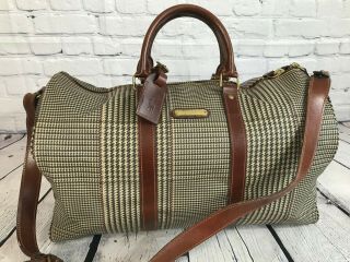 Vintage Polo Ralph Lauren Houndstooth Leather Duffle Bag
