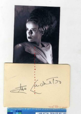 Elsa Lanchester Vintage Signed Album Page Aftal 145