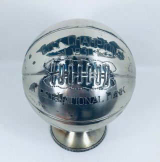 Vintage 1930 Art Deco Silver Championship Basketball Shape Trophy Wallace Bros