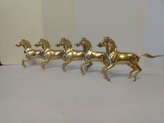 Vintage Brass Horses Stallion Statue Figurine Sculptures Chinese Style Set of 5 2