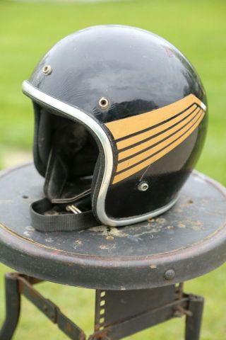 Arthur Fulmer Black Gold Wings Vintage Motorcycle Helmet Size Medium