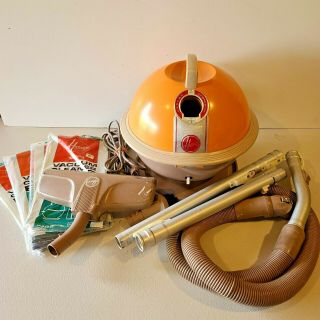 Vintage Hoover Constellation Vacuum Canister Cleaner Model 858 Orange Retro Ball