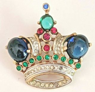 VINTAGE TRIFARI JELLY BELLY PIN ROYAL HEAD CROWN CIRCA 1940 ' S ALFRED PHILIPPE 2