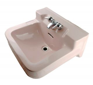 Vintage Mid - Century Retro 1960s Pink Porcelain Bathroom Sink Crane Oxford 18x20 "