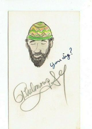 Thelonious S.  Monk Signed Postcard With Artwork Vintage 1960 
