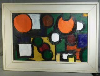 Vintage Modern Abstract Colorist Pop Art Oil Painting 1970s Outsider