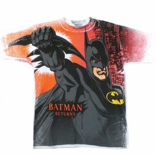 Vintage Batman Returns T - Shirt 1991 All Over Print Movie Comic Books Aop