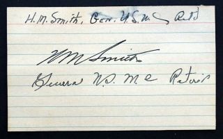 Ww2 Vintage Usmc Marine Corps General Howlin Mad Holland Smith Signed Autograph